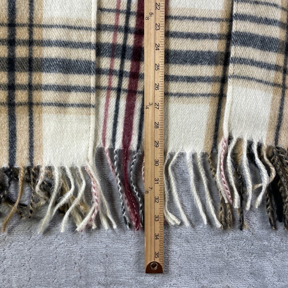 Woolrich Plaid Scarf Wrap One Size Cream Tan Fringe Warm‎ Boho Western Outdoor - Picture 6 of 7